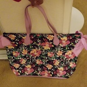 Floral Tote Bag with bows on the side